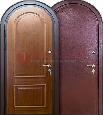 Железная арочная дверь с МДФ внутри ДА-14 в Жуковском