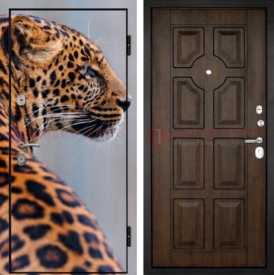 Металлическая дверь с фотопечатью леопарда ДФ-26 в Жуковском