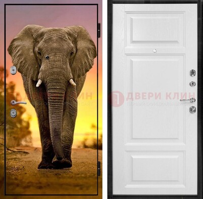 Металлическая дверь с фотопечатью слона ДФ-30 в Жуковском