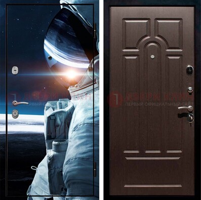 Стальная дверь с фотопечатью космонавта ДФ-4 в Жуковском
