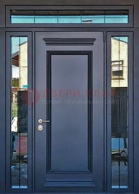 Черная металлическая дверь с фрамугой и филенкой ДФГ-19 в Жуковском