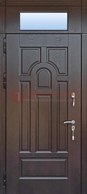 Железная дверь с фрамугой в коричневом цвете ДФГ-22 в Жуковском
