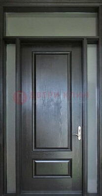 Черная металлическая дверь с фрамугами и стеклом ДФГ-24 в Жуковском