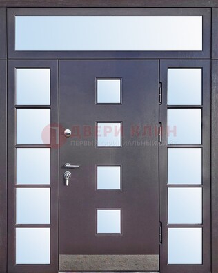 Современная железная дверь со стеклом и фрамугами ДФГ-4 в Жуковском