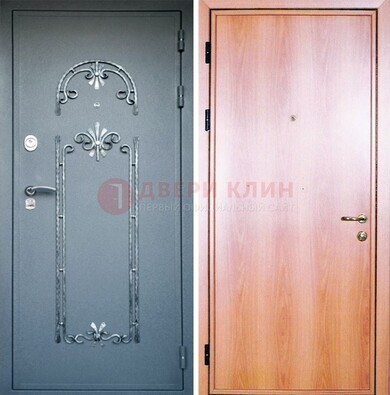 Железная дверь с ковкой ламинат внутри ДК-11 в квартиру в Жуковском