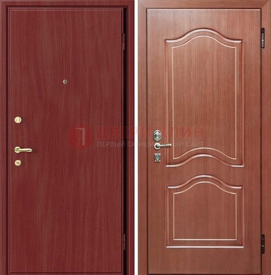 Красная металлическая дверь с ламинатом МДФ внутри ДЛ-8 в Жуковском