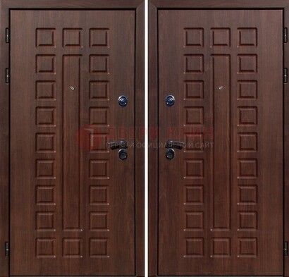 Коричневая железная дверь с МДФ снаружи ДМ-113 в Жуковском