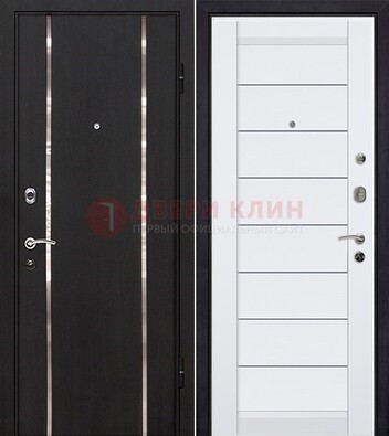 Черная входная дверь с МДФ и декоративными вставками ДМ-143 в Жуковском
