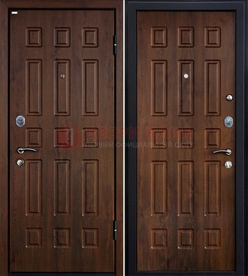 Коричневая металлическая дверь с МДФ ДМ-156 для квартиры в Саратове