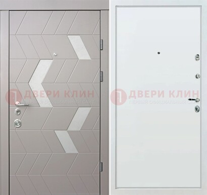 Светлая металлическая дверь с терморазрывом и МДФ панелью ДМ-190 в Саранске