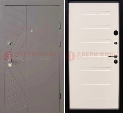 Светло-серая стальная филенчатая дверь с МДФ ДМ-199 в Жуковском