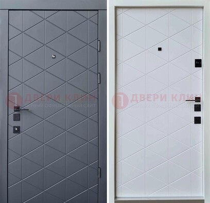 Серая железная дверь с МДФ с внутренней белой стороной ДМ-201 в Жуковском