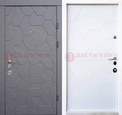 Серая стальная дверь с белой МДФ внутри ДМ-204 в Жуковском