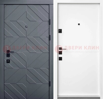 Темная уличная дверь с филенчатой МДФ внутри ДМ-205 в Жуковском