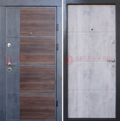 Серая железная дверь коричневой вставкой МДФ ДМ-211 в Егорьевске