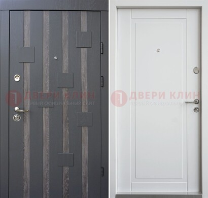 Темная металлическая дверь c белом МДФ внутри ДМ-231 в Павловском Посаде