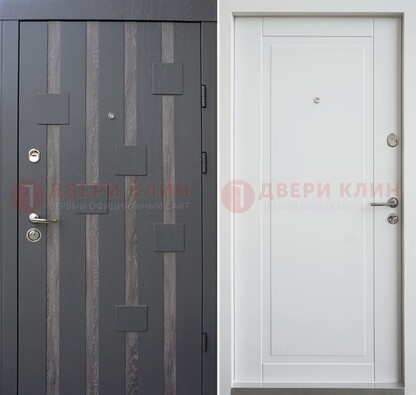 Темная металлическая дверь c белом МДФ внутри ДМ-231 в Жуковском