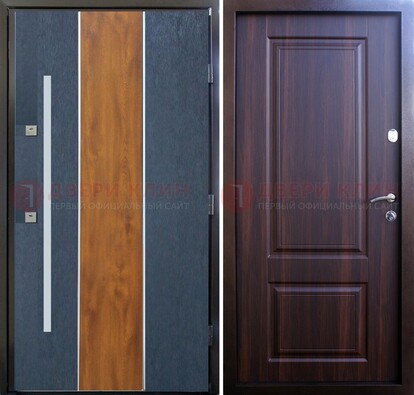 Современная входная дверь и с коричневой МДФ внутри ДМ-236 в Жуковском