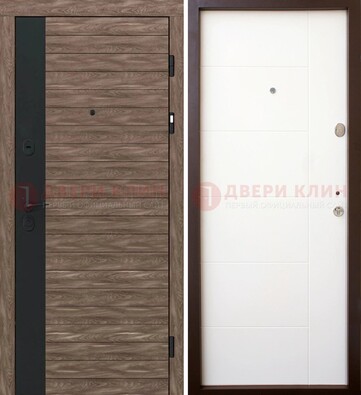 Коричневая входная дверь с черной вставкой МДФ ДМ-239 в Жуковском