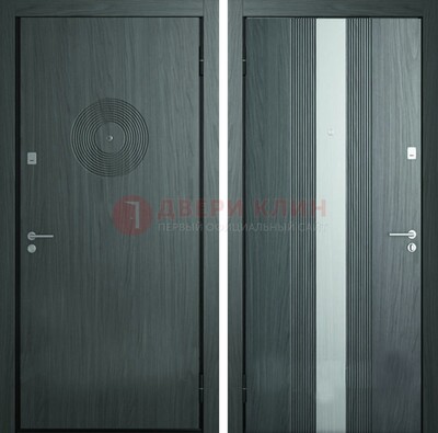 Темная железная дверь с МДФ и декоративной вставкой ДМ-25 в Жуковском