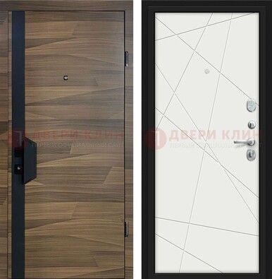Стальная коричневая дверь МДФ c черной вставкой ДМ-267 в Жуковском