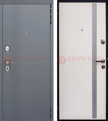 Входная серая дверь МДФ со стеклянной вставкой внутри ДМ-271 в Жуковском