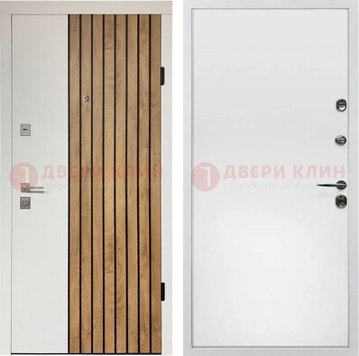 Белая с коричневой вставкой филенчатая дверь МДФ ДМ-278 в Жуковском