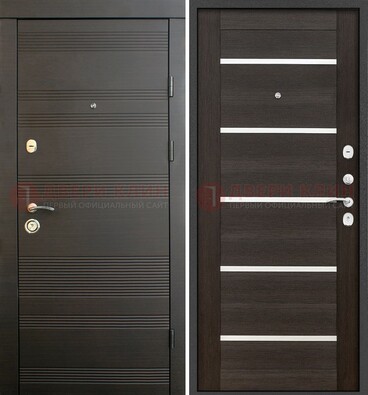 Черная металлическая входная дверь и внутри коричневый МДФ ДМ-301 в Жуковском