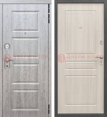 Железная серая дверь со светлой МДФ ДМ-302 в Жуковском