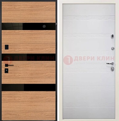 Металлическая темная дверь с МДФ в цвете Итальянский орех ДМ-312 в Жуковском