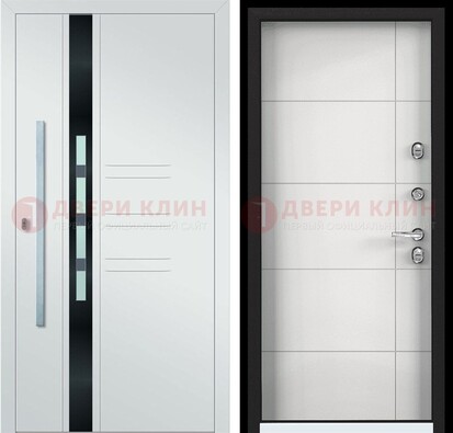 Металлическая дверь в белом цвете с МДФ ДМ-323 в Жуковском