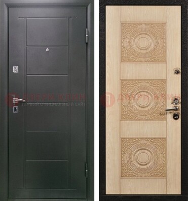 Темная железная дверь с МДФ в квартиру ДМ-344 в Жуковском