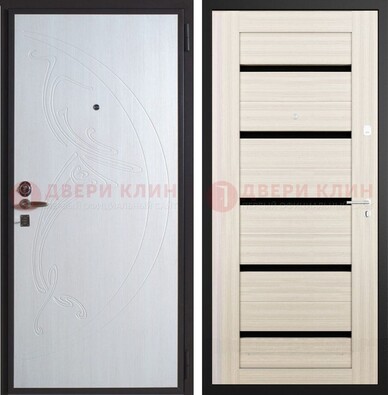 Белая стальная дверь с МДФ и стеклом ДМ-346 в Жуковском