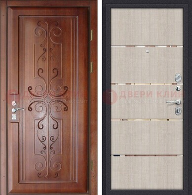 Металлическая дверь с панелями МДФ и вставками ДМ-358 