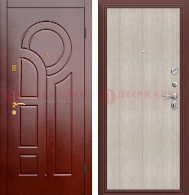Красная металлическая дверь с МДФ панелями ДМ-368 в Жуковском