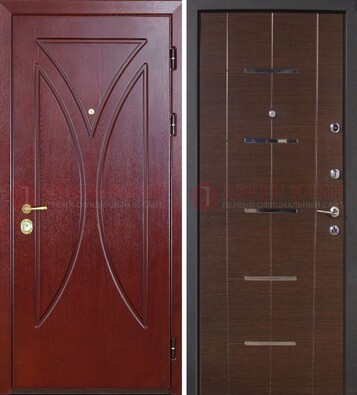 Темно-красная железная дверь с МДФ ДМ-370 в Сочи