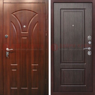 Темная железная дверь с коричневыми МДФ ДМ-376 в Жуковском