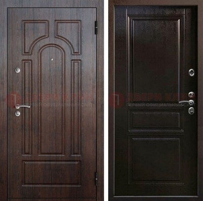 Железная дверь с коричневыми панелями МДФ ДМ-382 в Павловском Посаде