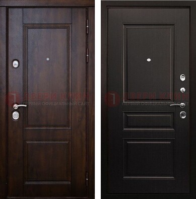 Классическая железная дверь с темными МДФ панелями ДМ-390 в Реутове