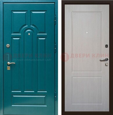 Синяя железная дверь с МДФ в квартиру ДМ-396 в Жуковском