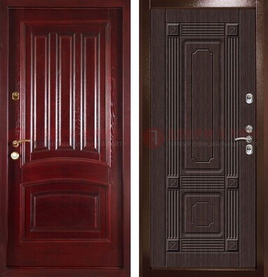 Красная стальная дверь с филенчатой МДФ ДМ-398 в Жуковском