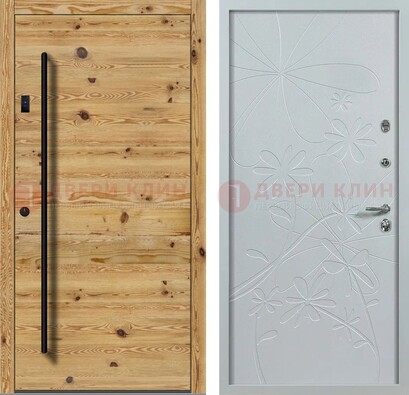 Металлическая дверь с МДФ в светлом цвете ДМ-412 в Жуковском