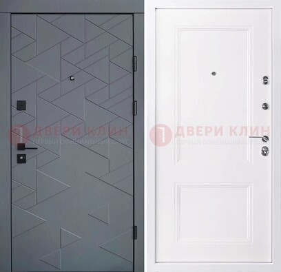 Серая железная дверь с белой МДФ внутри ДМ-445 в Жуковском
