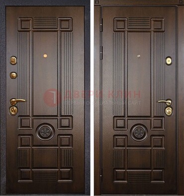 Квартирная коричневая железная дверь с МДФ ДМ-45 в Жуковском