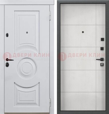 Белая железная дверь с МДФ в квартиру ДМ-463 в Воронеже