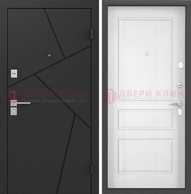Черная металлическая дверь с белой МДФ внутри ДМ-465 в Шатуре