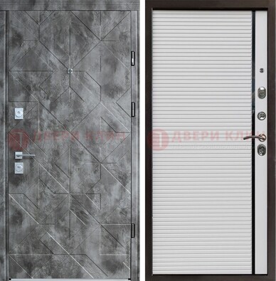 Серая металлическая дверь с панелями МДФ хайтек ДМ-466 в Жуковском