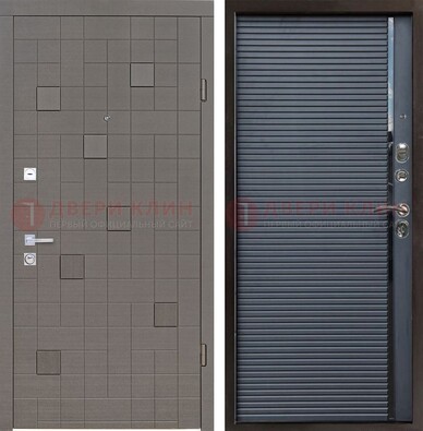 Темная стальная дверь с панелями МДФ хайтек ДМ-467 в Жуковском