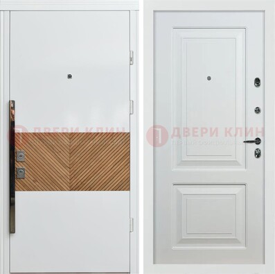 Белая железная дверь с МДФ в квартиру ДМ-476 в Жуковском