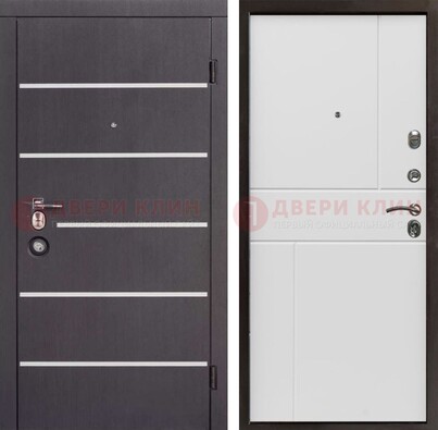 Темная стальная дверь с белыми вставками с МДФ ДМ-482 в Можайске